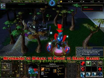 Nevermore vs Mirana vs Pudge vs Grand Magus