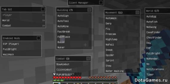 Чит Клиент Minecraft 1.7.5 Reflex